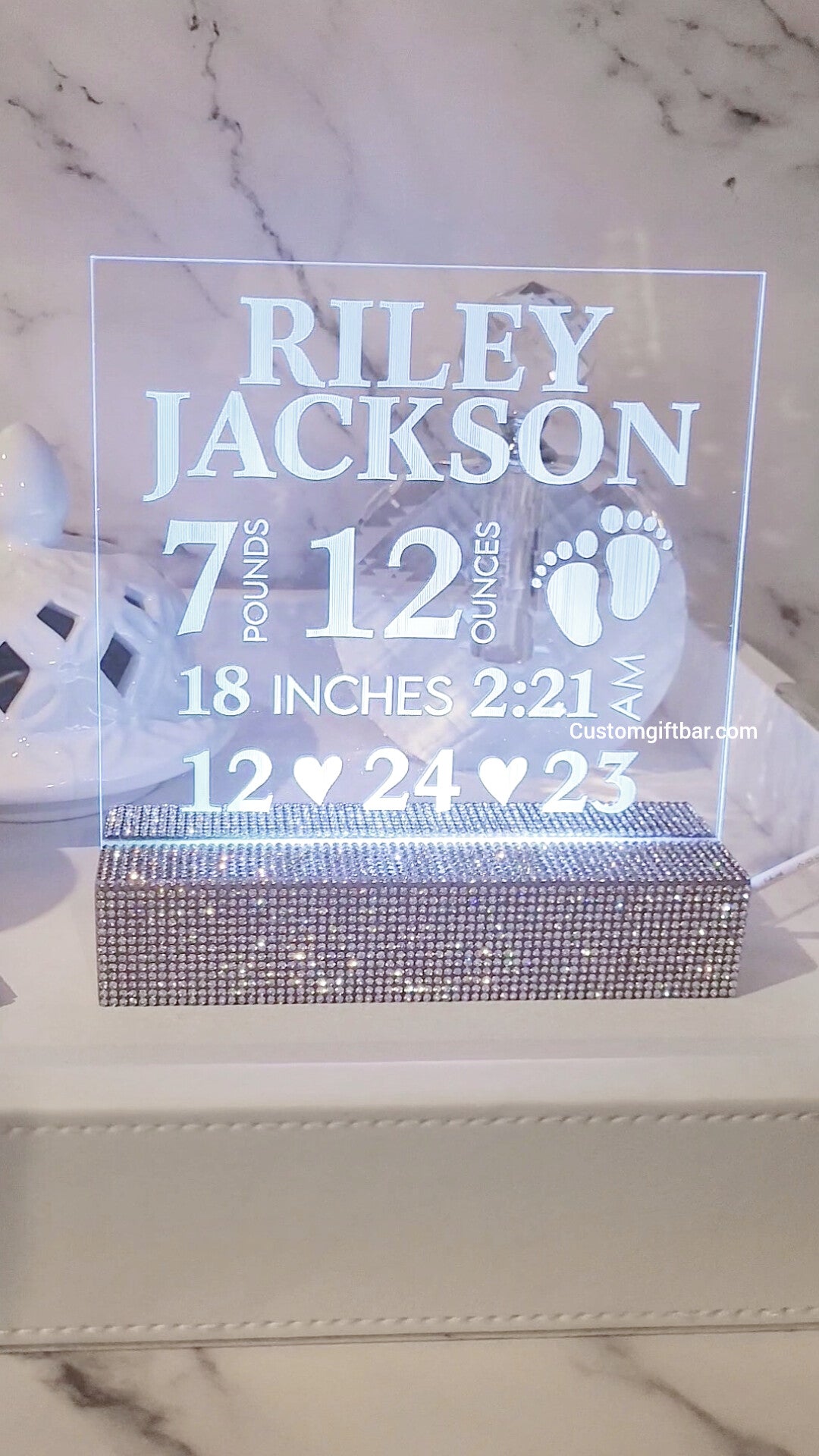 New Baby Stats Night Light Sign