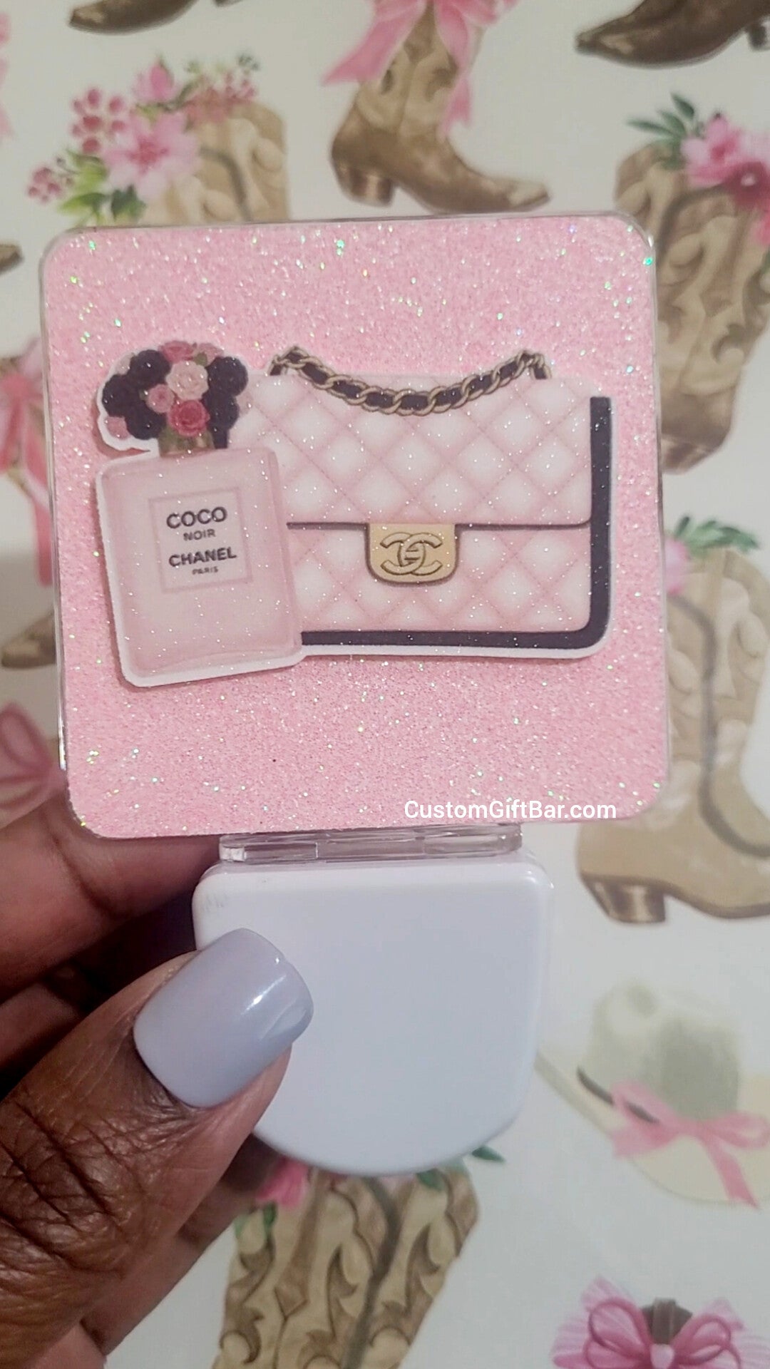 Glitter Designer Night Light-Pink and Black