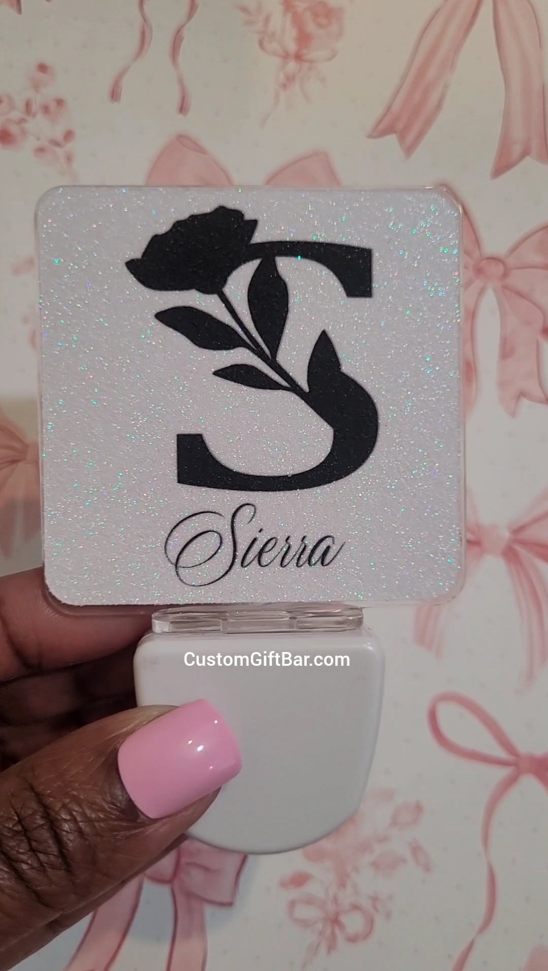 Floral Initial Glitter Night light