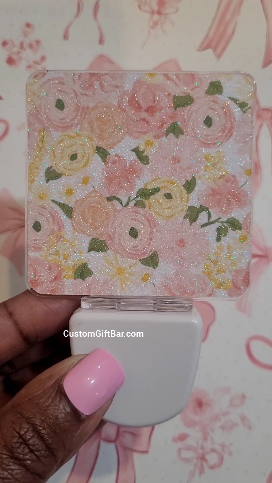 Your Name Floral Night Light-Peach and Pink