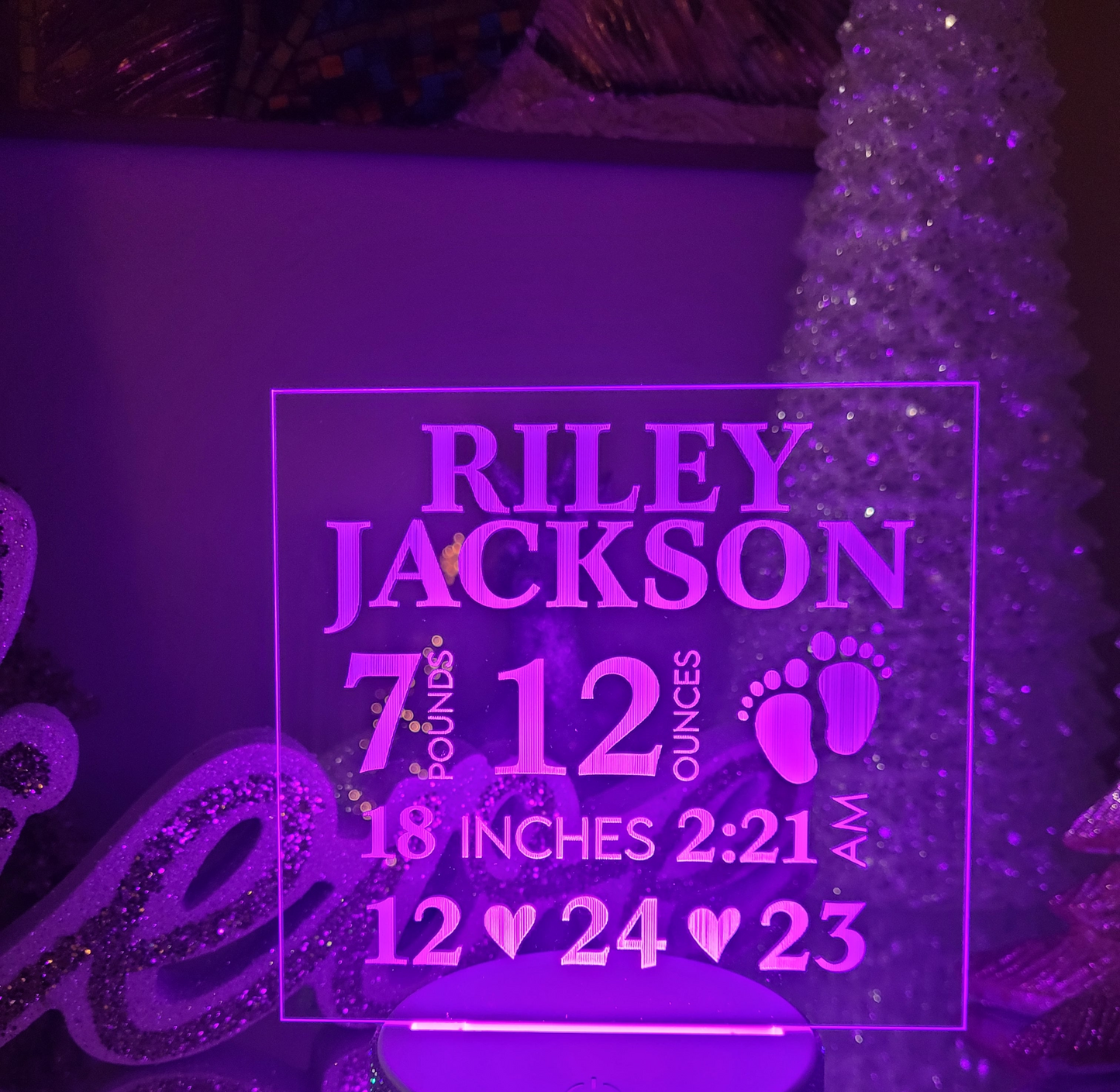 New Baby Stats Night Light Sign