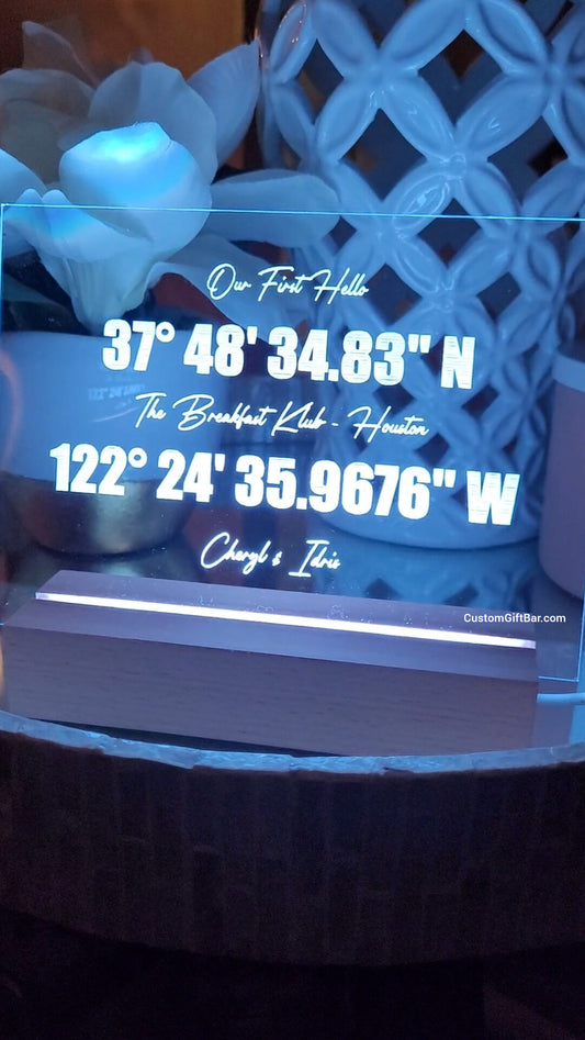 Custom Location Coordinates LED light