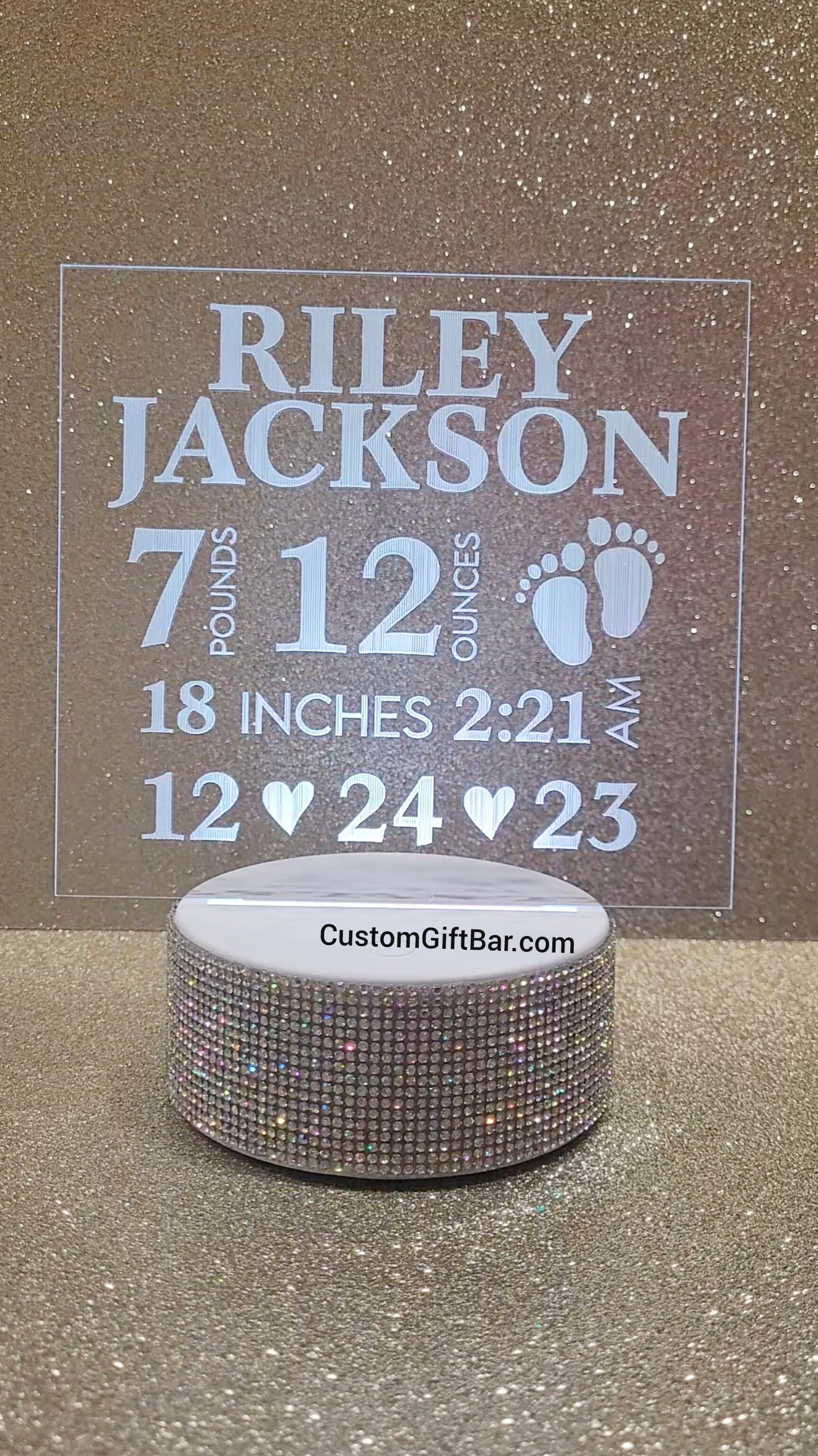 Personalized New Baby Stats Nightlight Sign