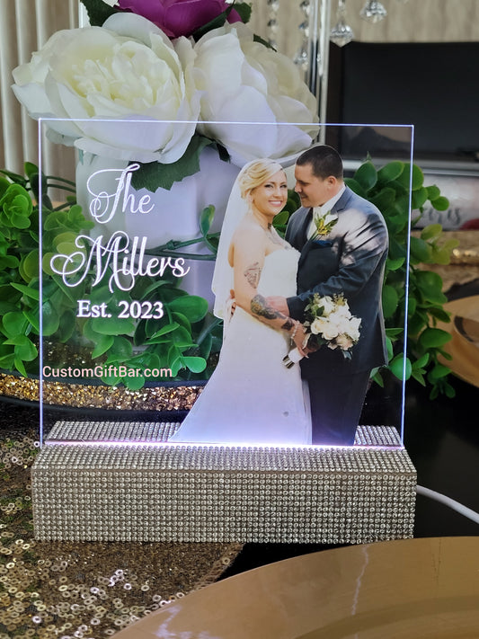 Couples Wedding Engagement Photo Light Mini Sign