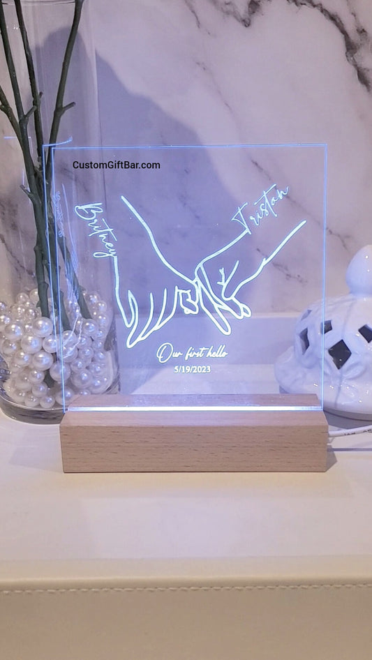 Couple Holding Hands Light Sign