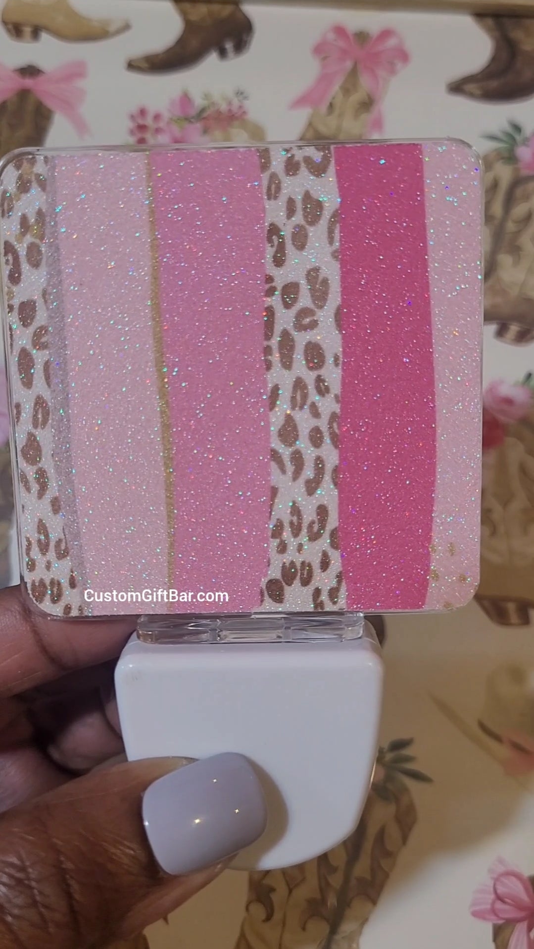 Pink Animal Print Glitter Night light