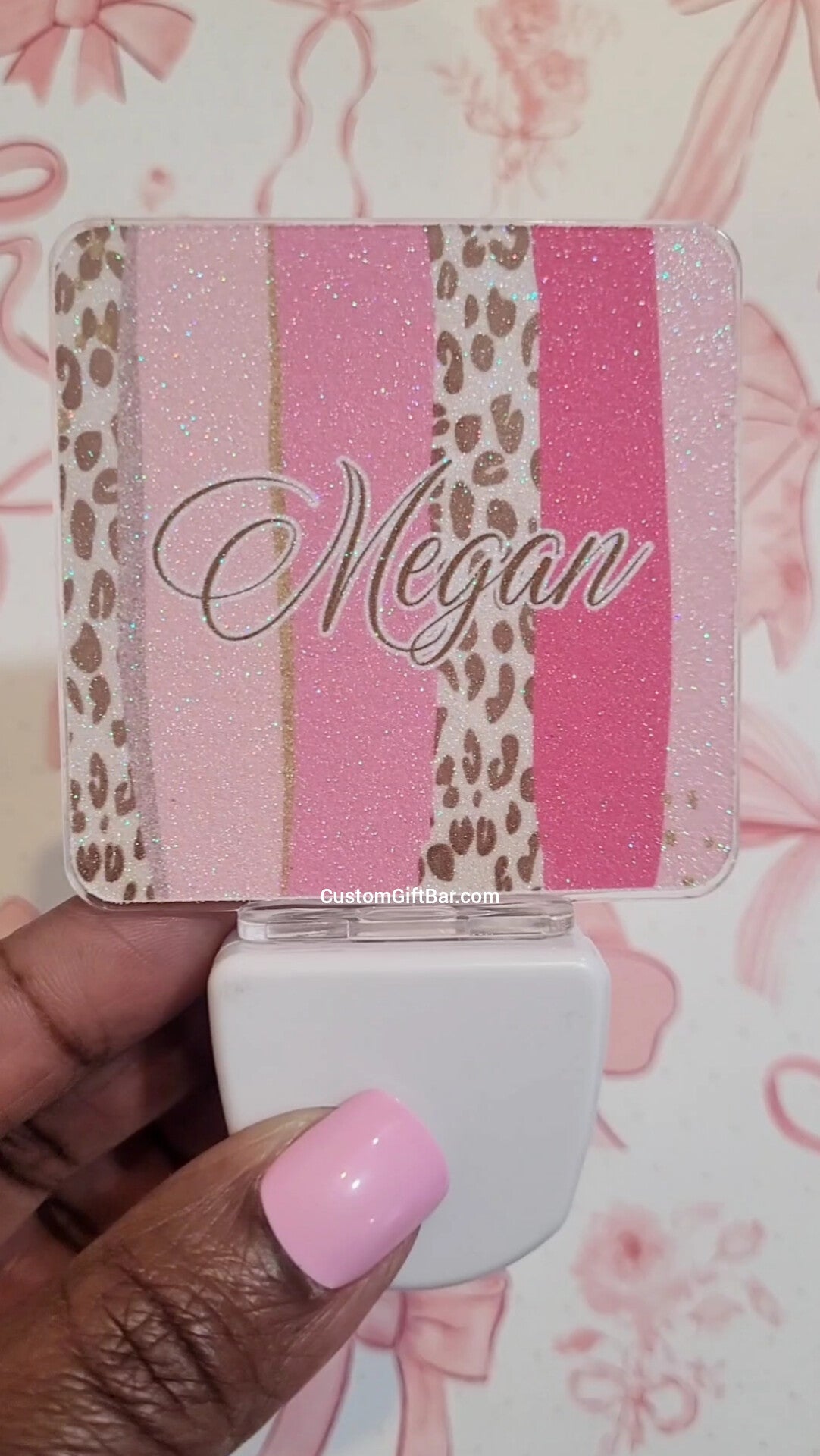 Pink Animal Print Glitter Night light