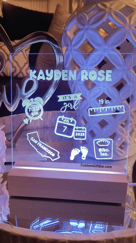 Newborn Baby Stats LED Nightlight