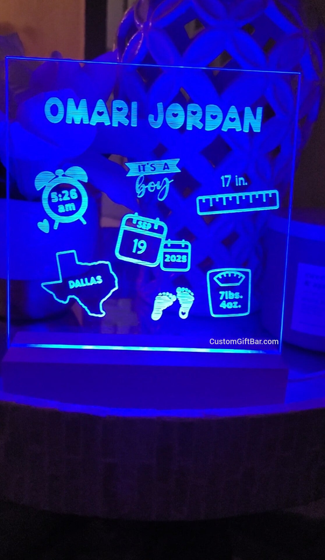 Newborn Baby Stats LED Nightlight